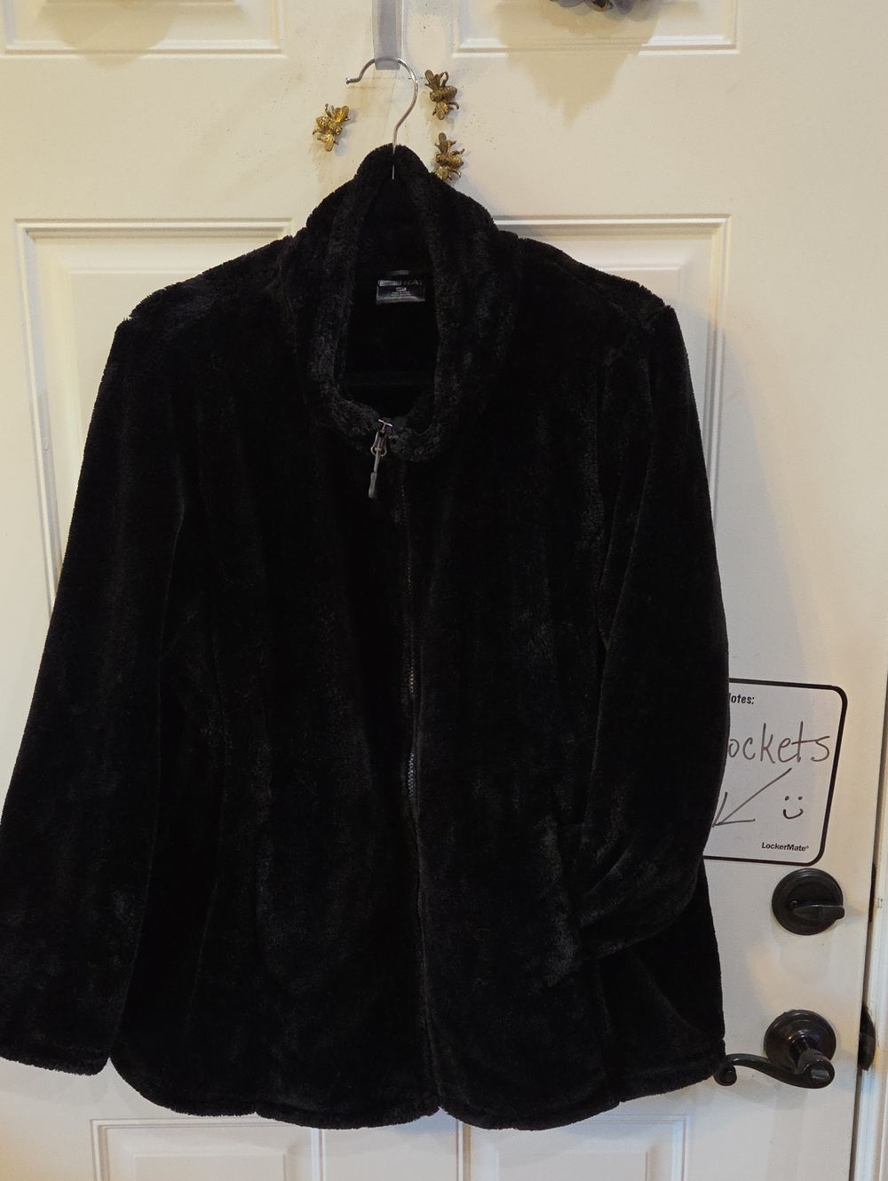 32 Degrees Black Plush Zip-Up Teddy Jacket